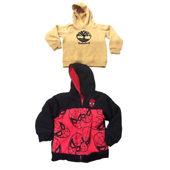 Toddler Boys Hoodie Bundle Size 4T Timberland Pullover Spider-Man Fleece Jacket - Picture 1 of 6